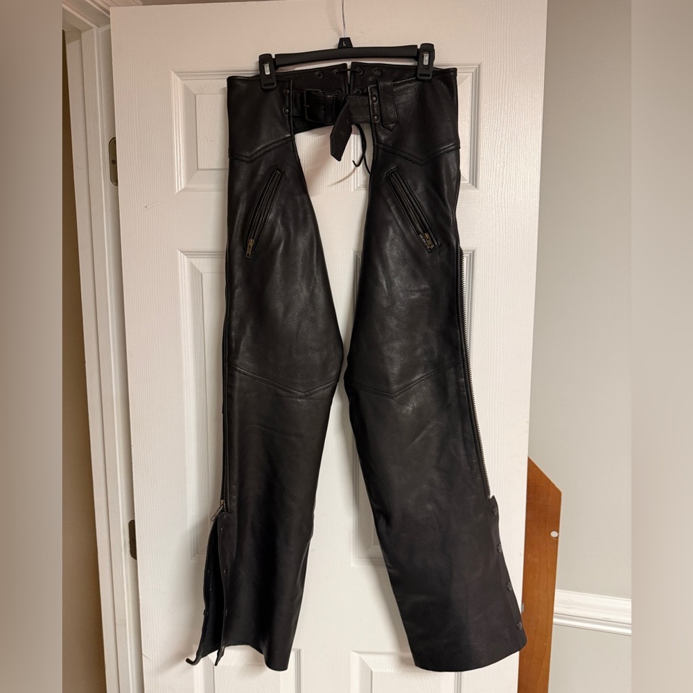 Women’s Small Redline Black Leather Chaps